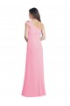Compre Barely rosa línea A Un Hombre Gasa Largo Vestidos de dama de honor