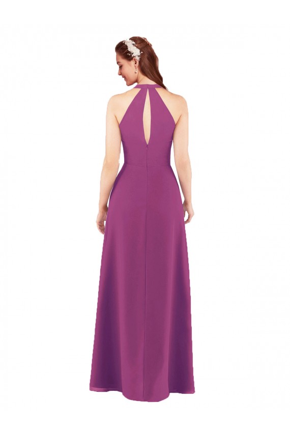 Compre Baya silvestre Cubierta Cuello en V Gasa Largo Vestidos de dama de honor