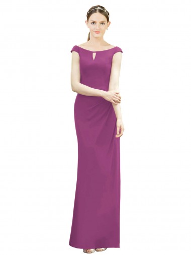 Compre Baya silvestre Sirena Cuello Barco Cuello Alto Gasa Largo Vestidos de dama de honor