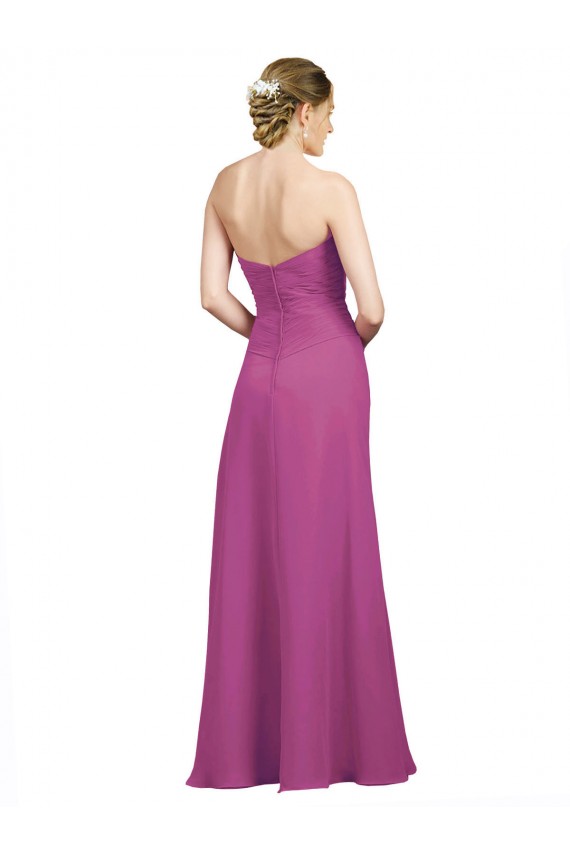 Compre Baya silvestre línea A Cuello de Corazón Gasa Largo Vestidos de dama de honor