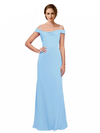 Compre Bígaro línea A Hombros Descubiertos Tirantes espagueti Gasa Largo Vestidos de dama de honor