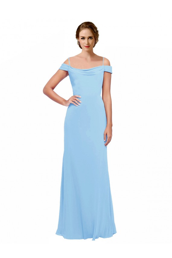 Compre Bígaro línea A Hombros Descubiertos Tirantes espagueti Gasa Largo Vestidos de dama de honor