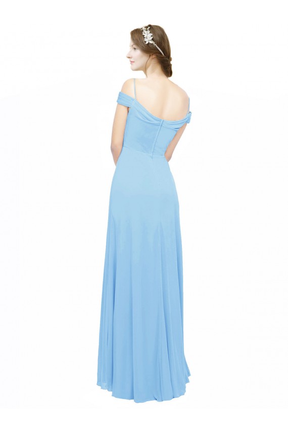 Compre Bígaro línea A Hombros Descubiertos Tirantes espagueti Gasa Largo Vestidos de dama de honor