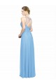 Compre Bígaro línea A Tirantes espagueti Cuello en V Gasa Largo Vestidos de dama de honor