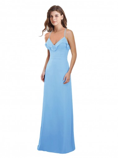Compre Bígaro línea A Tirantes espagueti Gasa Largo Vestidos de dama de honor