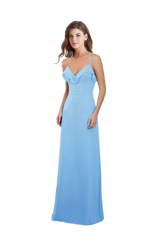 Compre Bígaro línea A Tirantes espagueti Gasa Largo Vestidos de dama de honor