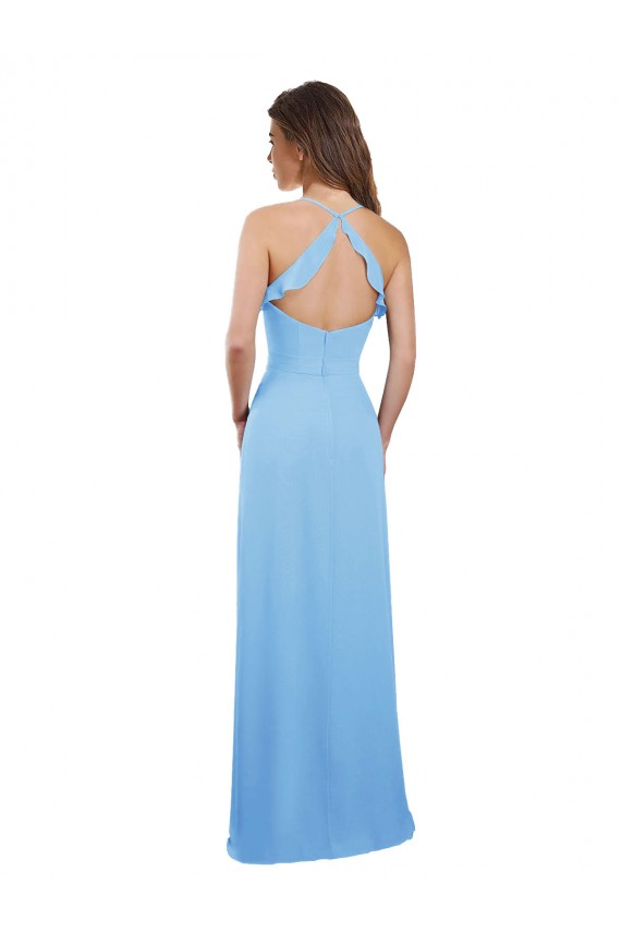 Compre Bígaro línea A Tirantes espagueti Gasa Largo Vestidos de dama de honor