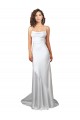 Compre Blanco Cubierta Barrer tren Satén sedoso Sencillo Playa Vestidos de novia