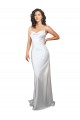 Compre Blanco Cubierta Barrer tren Satén sedoso Sencillo Playa Vestidos de novia