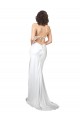 Compre Blanco Cubierta Barrer tren Satén sedoso Sencillo Playa Vestidos de novia