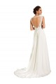 Compre Blanco Cubierta Cuello de Corazón Cola capilla Gasa Encaje Vestidos de novia