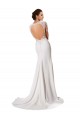Compre Blanco Cubierta Cuello de Corazón Cola capilla Gasa Encaje Vestidos de novia