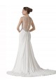 Compre Blanco Cubierta Cuello de Corazón Cola capilla Gasa Playa Vestidos de novia