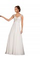 Compre Blanco Cubierta Cuello en V Cola capilla Gasa Encaje Vestidos de novia