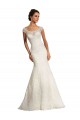 Compre Blanco Sirena Barco Cola capilla Encaje Vestidos de novia