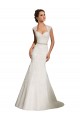 Compre Blanco Sirena Cuello de Corazón Cola capilla Tul Encaje Vestidos de novia