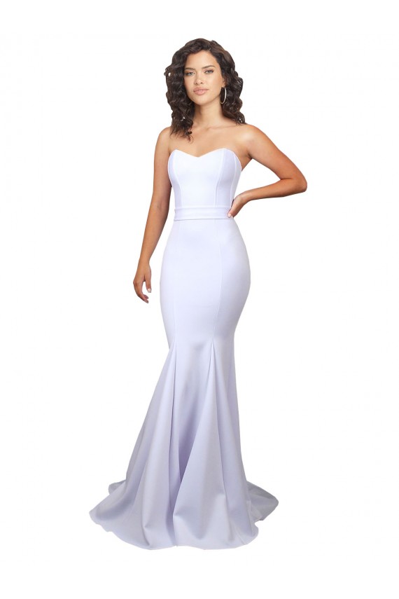 Compre Blanco Sirena Cuello de Corazón Sin tirantes Cuello Alto Crepé Elástico Sencillo Playa Vestidos de novia