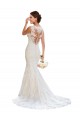 Compre Blanco Sirena Cuello en V Cola capilla Encaje Vestidos de novia