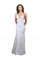 Compre Blanco Sirena Cuello en V Cuello Alto Crepé Elástico Lentejuela Tul Largo Formales Vestidos de dama de honor / Vestidos de fiesta