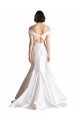 Compre Blanco Sirena Hombros Descubiertos Cola capilla Satén Playa Vestidos de novia
