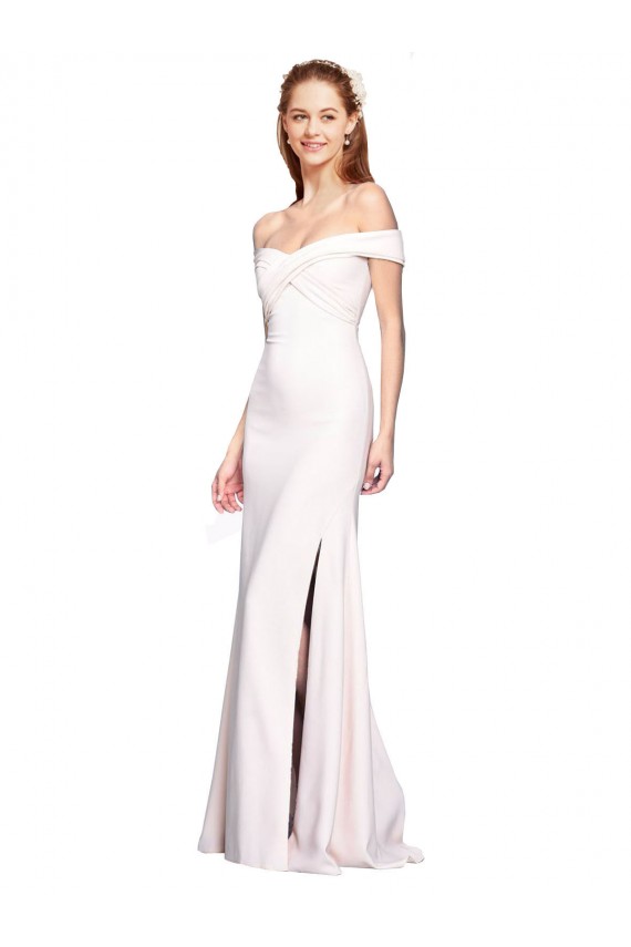 Compre Blanco Sirena Hombros Descubiertos Crepé Elástico Largo Formales Vestidos de dama de honor / Vestidos de fiesta
