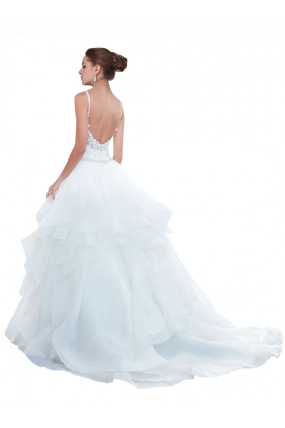Compre Blanco Tirantes espagueti Cola capilla Tul Playa Vestidos de novia