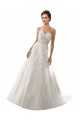 Compre Blanco línea A Cuello de Corazón Cola capilla Tul Encaje Vestidos de novia
