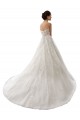 Compre Blanco línea A Cuello de Corazón Cola capilla Tul Encaje Vestidos de novia