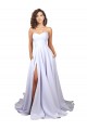 Compre Blanco línea A Cuello de Corazón Crepé Elástico Sencillo Playa Vestidos de novia