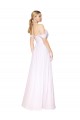 Compre Blanco línea A Hombros Descubiertos Gasa Largo Formales Vestidos de dama de honor / Vestidos de fiesta