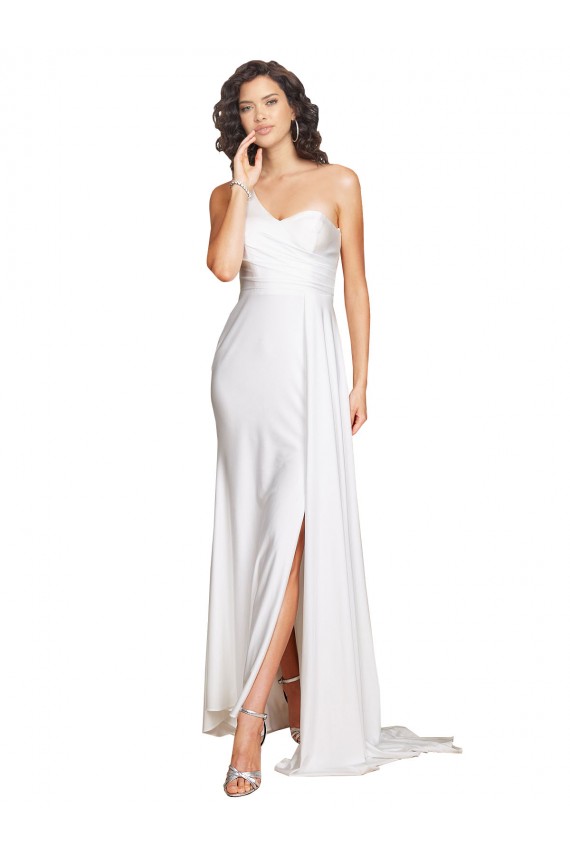 Compre Blanco línea A Un Hombre Satén sedoso Vestidos de novia