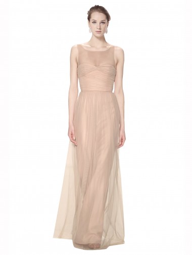 Compre Blush 95 Cubierta Ilusión Cuello de Corazón Tul Largo Vestidos de dama de honor