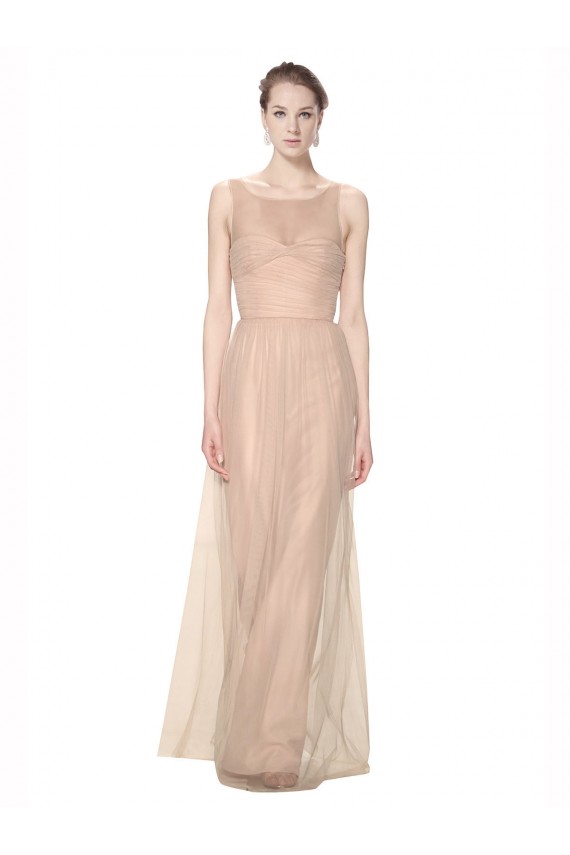 Compre Blush 95 Cubierta Ilusión Cuello de Corazón Tul Largo Vestidos de dama de honor
