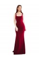 Compre Borgoña 10 Sirena Cuadrado Crepé Elástico Largo Formales Vestidos de dama de honor / Vestidos de fiesta