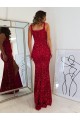 Compre Borgoña Cubierta Cuadrado Lentejuelas Terciopelo Largo Vestidos de fiesta