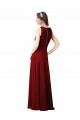 Compre Borgoña Cubierta Halter Gasa Largo Vestidos de dama de honor
