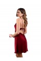 Compre Borgoña Cubierta Midi Satén sedoso Corto Formales Vestidos de dama de honor / Vestidos de fiesta / Vestidos de cóctel