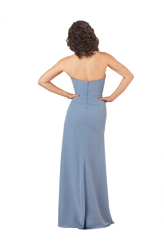 Compre Borgoña Cubierta Sin tirantes Gasa Largo Vestidos de dama de honor