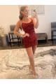 Compre Borgoña Cubierta Tirantes espagueti Corto Lentejuelas Terciopelo Corto Vestidos de fiesta
