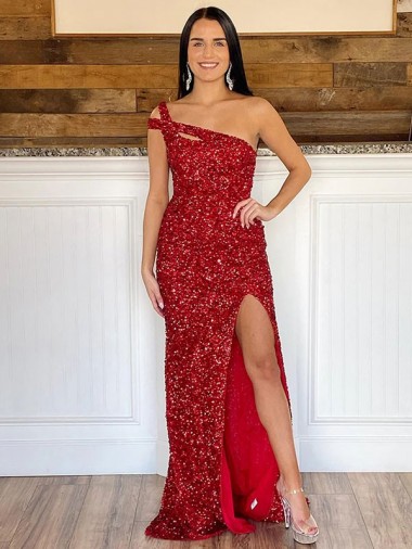 Compre Borgoña Cubierta Un Hombre Barrer tren Lentejuelas Terciopelo Largo Vestidos de fiesta