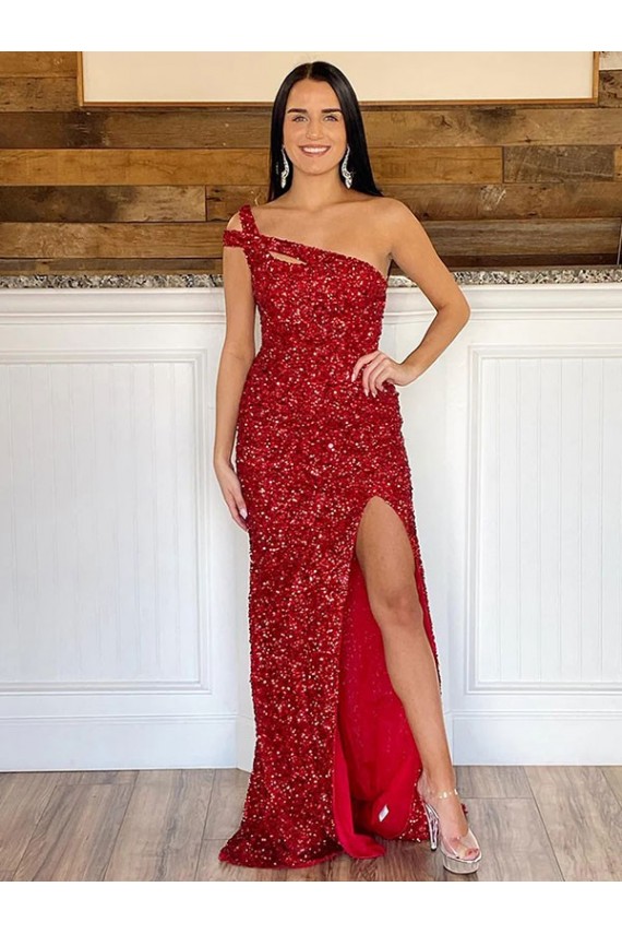 Compre Borgoña Cubierta Un Hombre Barrer tren Lentejuelas Terciopelo Largo Vestidos de fiesta