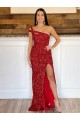 Compre Borgoña Cubierta Un Hombre Barrer tren Lentejuelas Terciopelo Largo Vestidos de fiesta