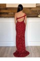 Compre Borgoña Cubierta Un Hombre Barrer tren Lentejuelas Terciopelo Largo Vestidos de fiesta