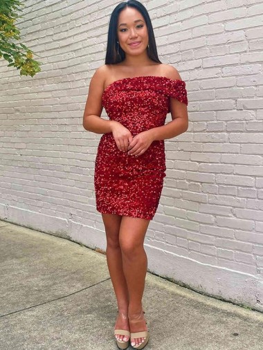 Compre Borgoña Cubierta Un Hombre Corto Lentejuelas Terciopelo Corto Vestidos de fiesta