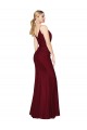 Compre Borgoña Sirena Cuello en V Cuello Alto Gasa Largo Formales Vestidos de dama de honor / Vestidos de fiesta