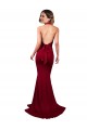 Compre Borgoña Sirena Halter Cuello en V Spandex Largo Formales Vestidos de dama de honor / Vestidos de fiesta