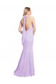 Compre Borgoña Sirena Halter Gasa Largo Vestidos de dama de honor
