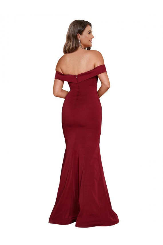 Compre Borgoña Sirena Hombros Descubiertos Spandex Largo Formales Vestidos de dama de honor / Vestidos de fiesta