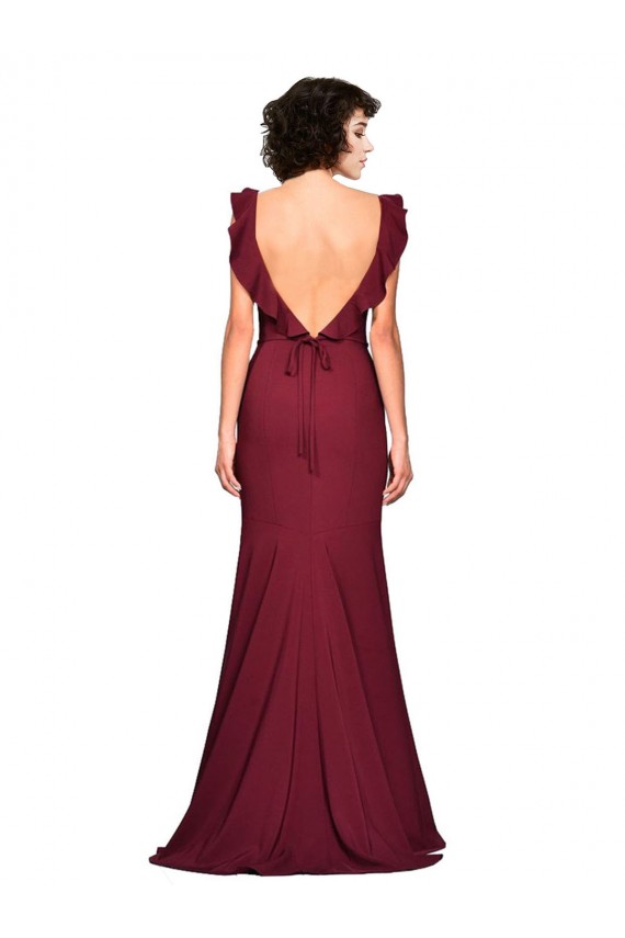 Compre Borgoña Sirena Sin tirantes Crepé Elástico Largo Vestidos de dama de honor / Vestidos de fiesta