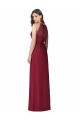 Compre Borgoña Trompeta Halter Gasa Largo Vestidos de dama de honor